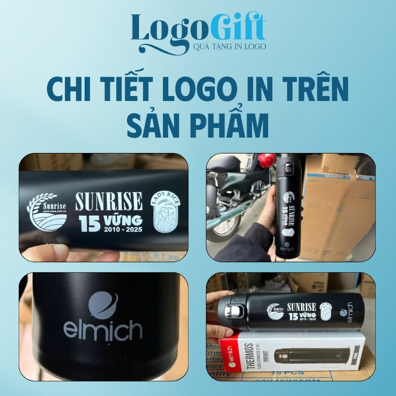 Bình giữ nhiệt quà tặng in logo thương hiệu Elmich dung tích 500ml LG-BGN03