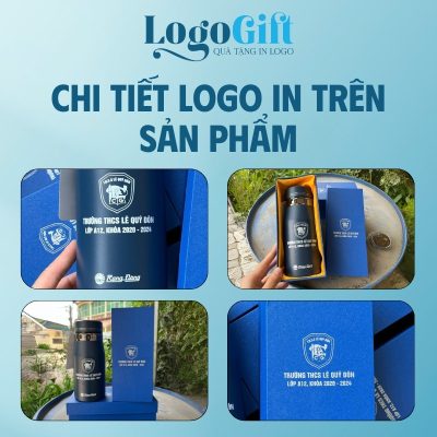 Bình giữ nhiệt Rạng Đông quà tặng in logo màu xanh dương