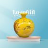 Bình hút lộc quà tặng in logo màu vàng họa tiết hoa sen và cá chép 18cm LG-BHL02