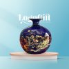 Bình hút lộc quà tặng in logo màu xanh dương họa tiết mã đáo thành công 22cm LG-BHL04