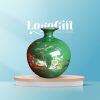 Bình hút lộc quà tặng in logo màu xanh lá họa tiết mã đáo thành công 22cm LG-BHL03