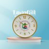 Đồng hồ treo tường quà tặng in logo vành mỏng xi vàng số cọc 34cm LG-DH01