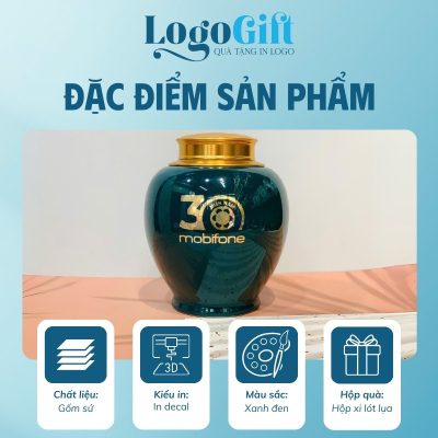 Hũ đựng trà quà tặng in logo họa tiết mã đáo thành công dung tích 250gram LG-HĐT01