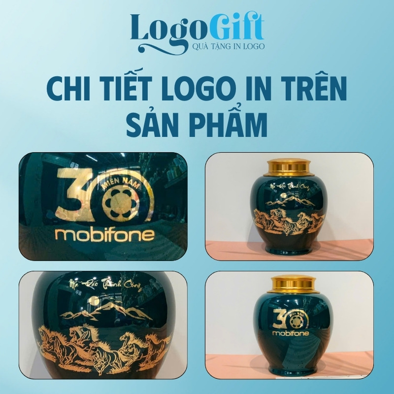 Hũ đựng trà quà tặng in logo họa tiết mã đáo thành công dung tích 250gram LG-HĐT01