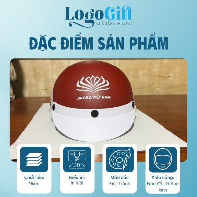 Mũ bảo hiểm quà tặng in logo nửa đầu không kính LG-MBH03