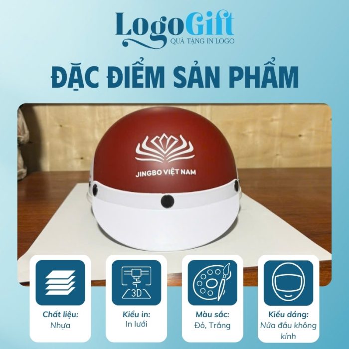 Mũ bảo hiểm quà tặng in logo nửa đầu không kính LG-MBH03