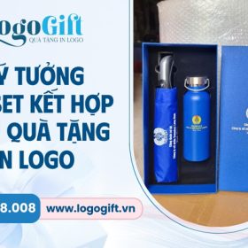 bộ giftset kết hợp ô dù quà tặng in logo