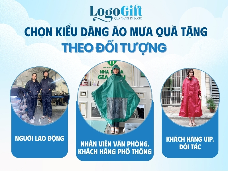 chọn kiểu dáng áo mưa in logo làm quà tặng theo đối tượng