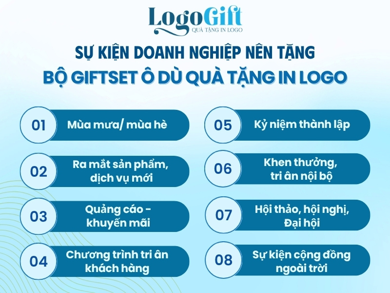 dịp tặng giftset ô dù quà tặng in logo