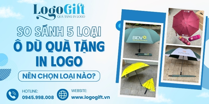 so sánh 5 dòng ô dù quà tặng in logo