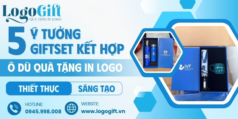 ý tưởng giftset kết hợp ô dù quà tặng in logo