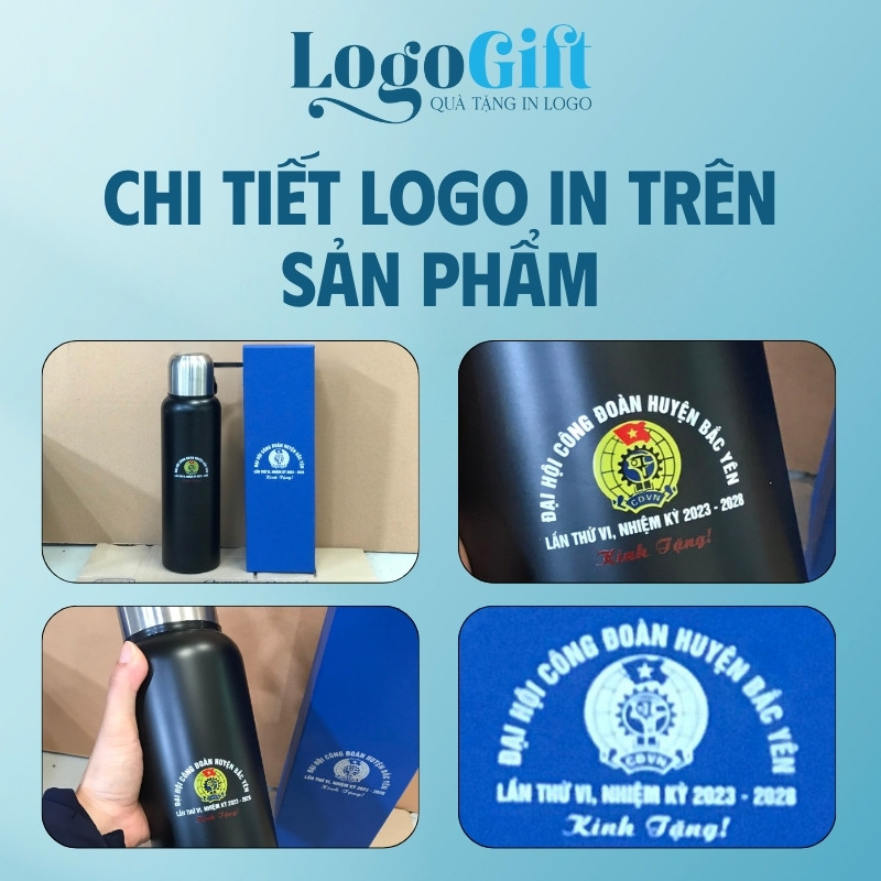 Bình giữ nhiệt in logo quà tặng Đại Hội nắp vặn 500ml LG-BGN22