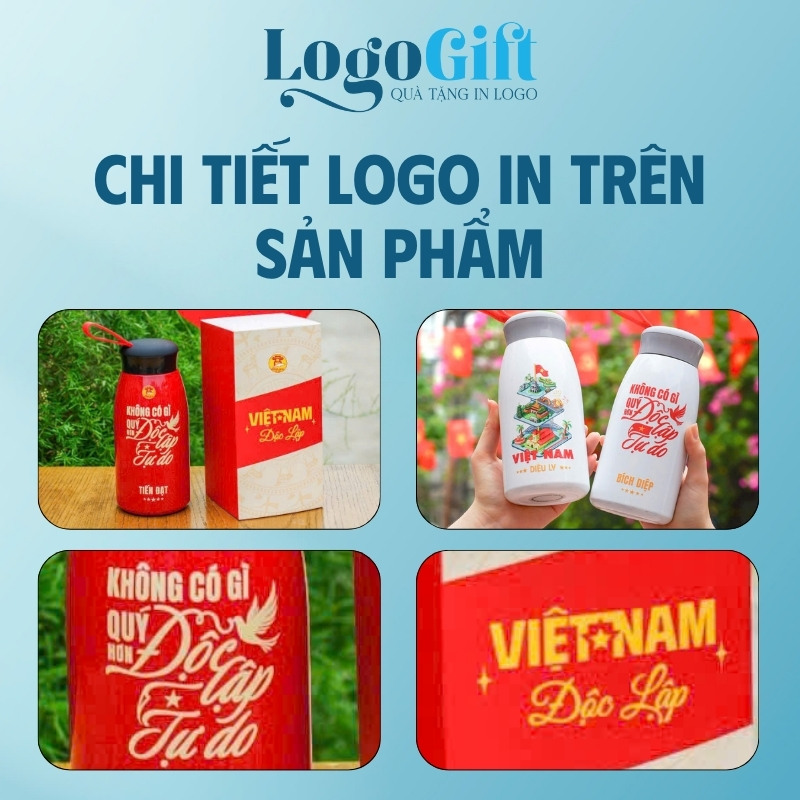 Bình giữ nhiệt quà tặng Đại Hội in logo quai xách nắp vặn 520ml LG-BGN19