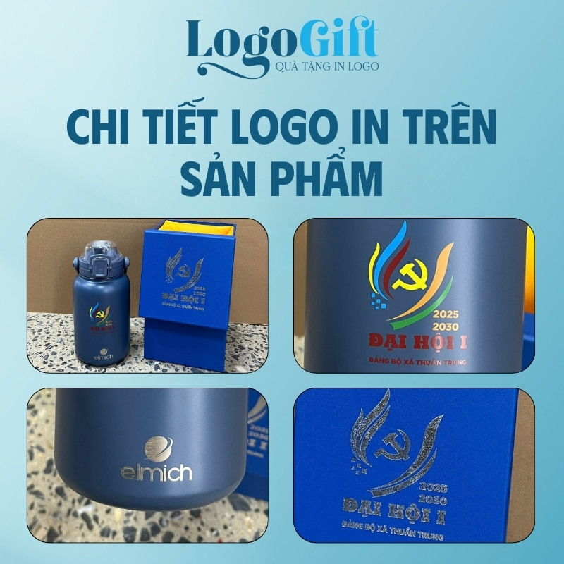 Bình giữ nhiệt quà tặng Đại Hội in logo thương hiệu Elmich 1.2L LG-BGN23