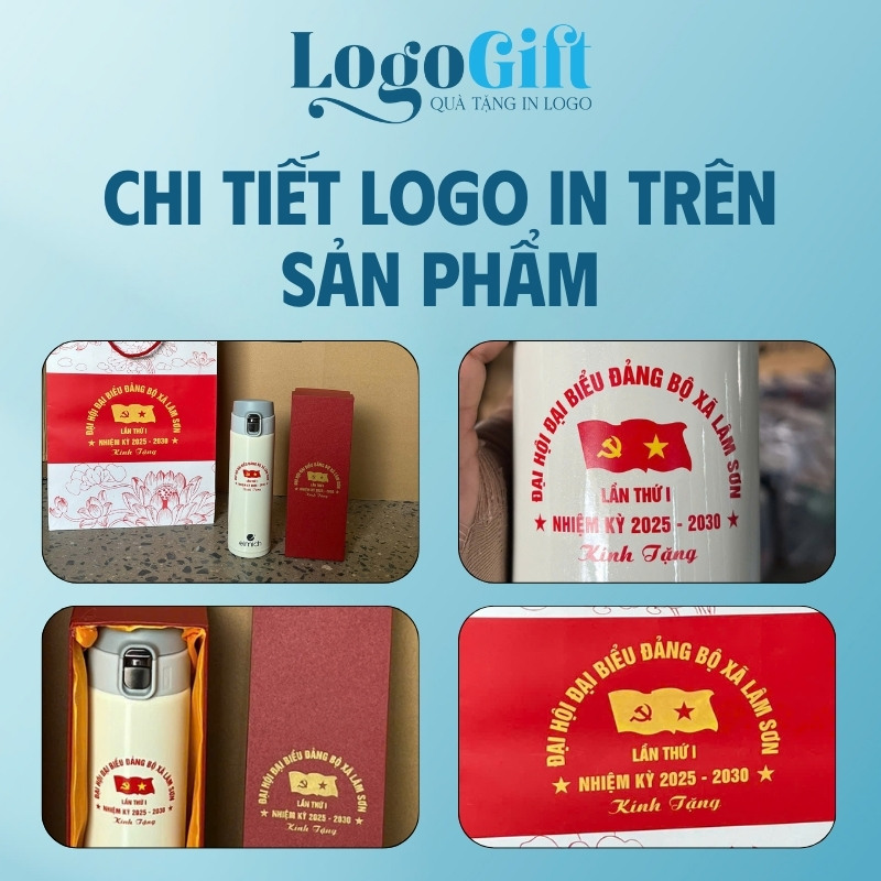 Quà tặng Đại Hội in logo bình giữ nhiệt thương hiệu Elmich 500ml LG-BGN21
