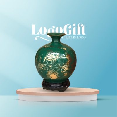 Bình hút lộc in logo quà tặng Đại hội mạ vàng 18cm LG-BHL08