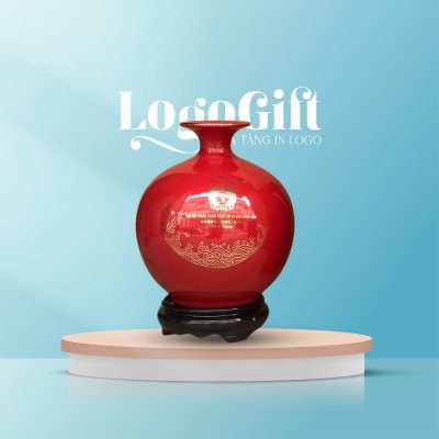 Bình hút lộc quà tặng Đại hội in logo mạ vàng 18cm LG-BHL05