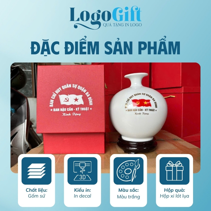 Quà tặng Đại hội bình hút lộc in logo mạ vàng 18cm LG-BHL06