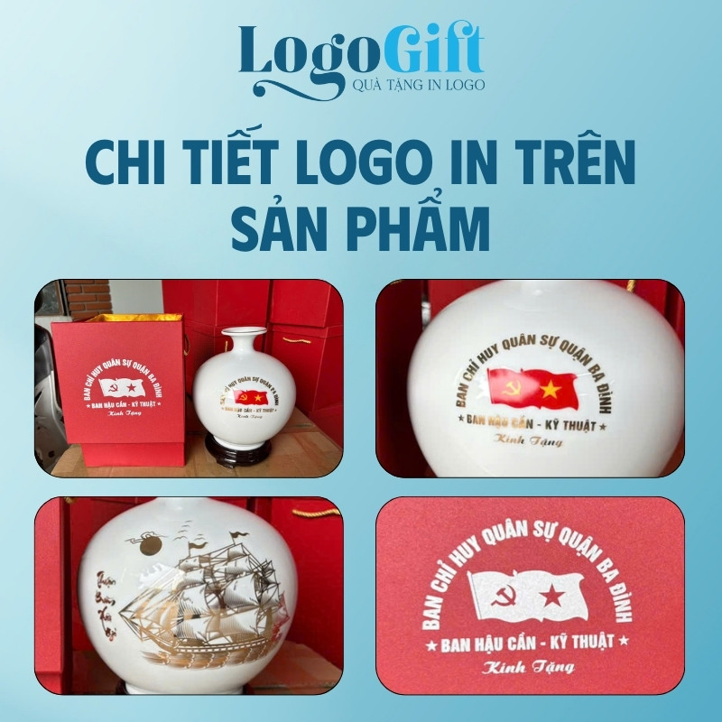 Quà tặng Đại hội bình hút lộc in logo mạ vàng 18cm LG-BHL06