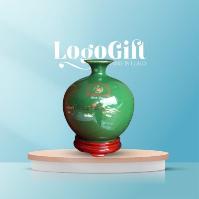 In logo lên bình hút lộc quà tặng Đại hội mạ vàng 18cm LG-BHL07