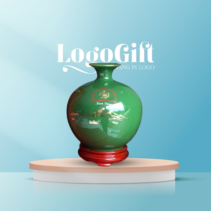 In logo lên bình hút lộc quà tặng Đại hội mạ vàng 18cm LG-BHL07