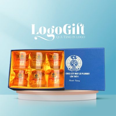 Bộ 6 cốc thuỷ tinh quà tặng Đại hội in logo thương hiệu Việt Tiệp LG-BL05