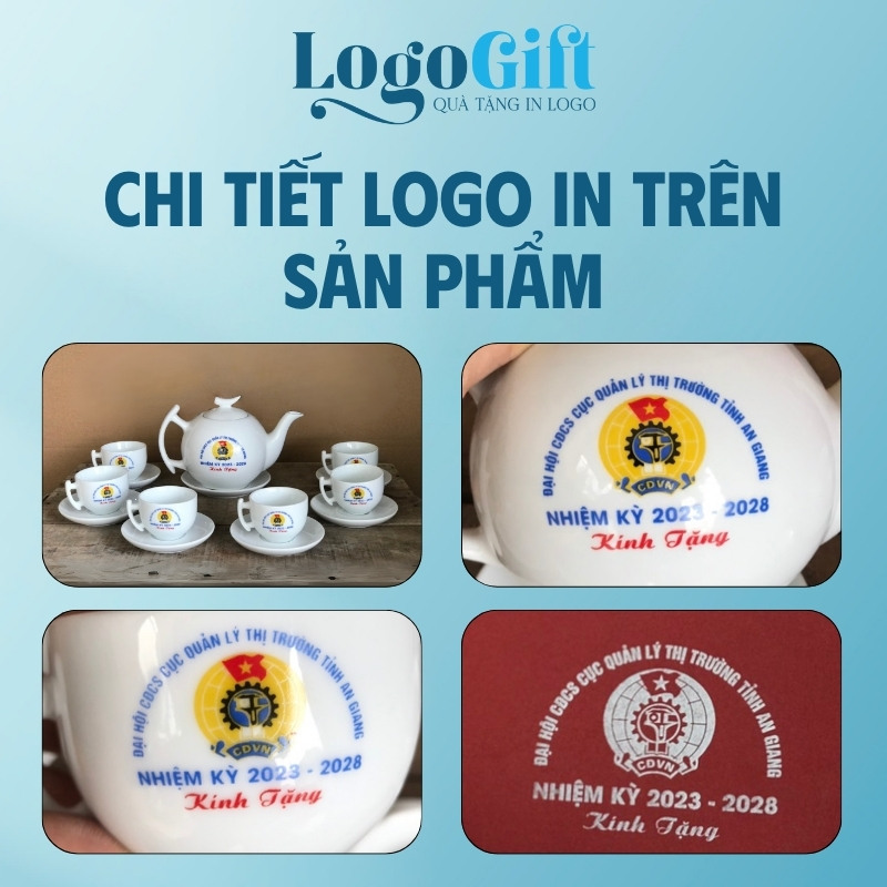 Bộ ấm trà quà tặng Đại hội in logo dáng bưởi cành 500ml LG-AC43