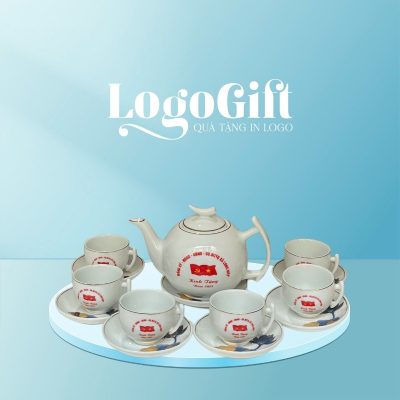 Quà tặng Đại hội in logo ấm chén uống trà dáng bưởi cành 500ml LG-AC44