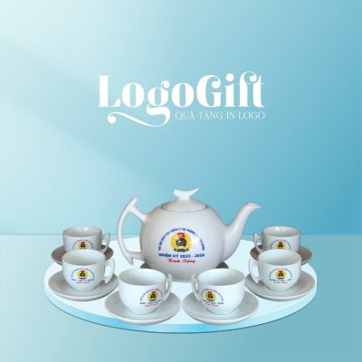 Bộ ấm trà quà tặng Đại hội in logo dáng bưởi cành 500ml LG-AC43