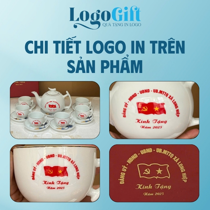 Quà tặng Đại hội in logo ấm chén uống trà dáng bưởi cành 500ml LG-AC44