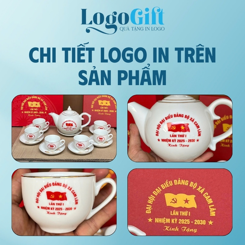 Quà tặng Đại hội ấm chén uống trà in logo dáng bưởi lửa 650ml LG-AC35
