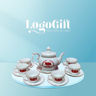 Bộ ấm chén quà tặng Đại hội in logo dáng đài cát 500ml LG-AC38