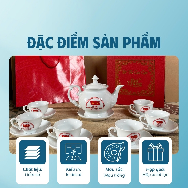 Quà tặng Đại hội ấm tích trà in logo dáng đài cát 500ml LG-AC39