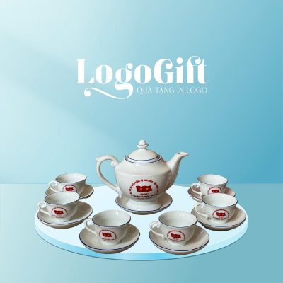 Ấm chén trà quà tặng Đại hội in logo dáng thần đèn 650ml LG-AC34
