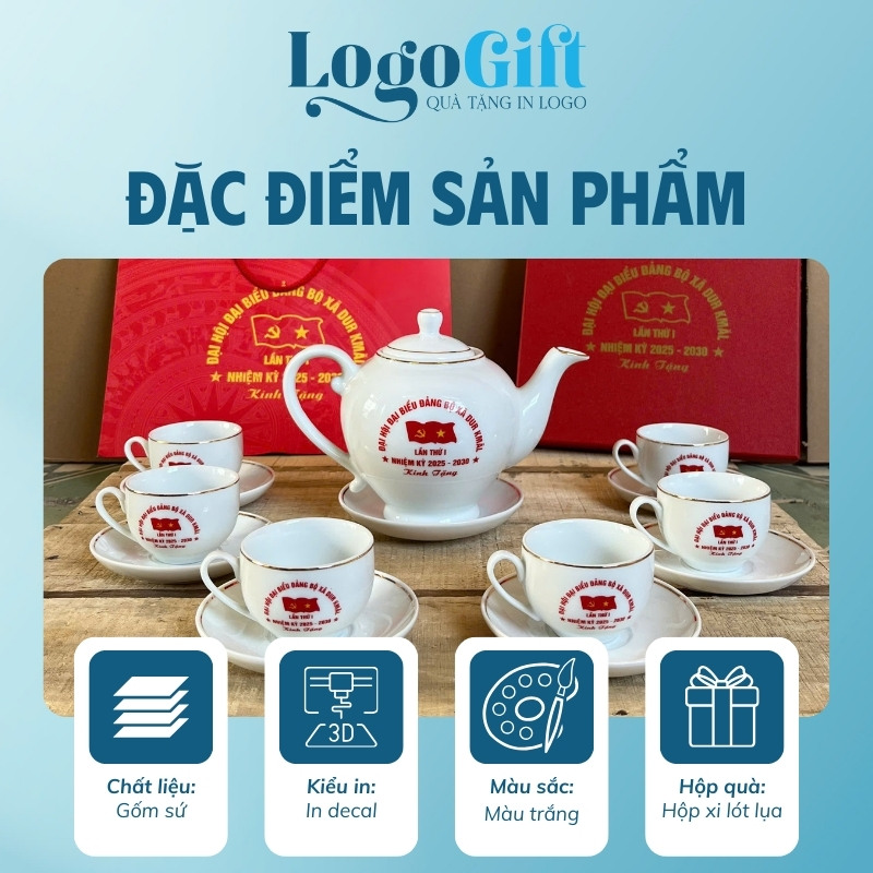 In logo lên ấm chén quà tặng Đại hội thương hiệu Camellia 500ml LG-AC41