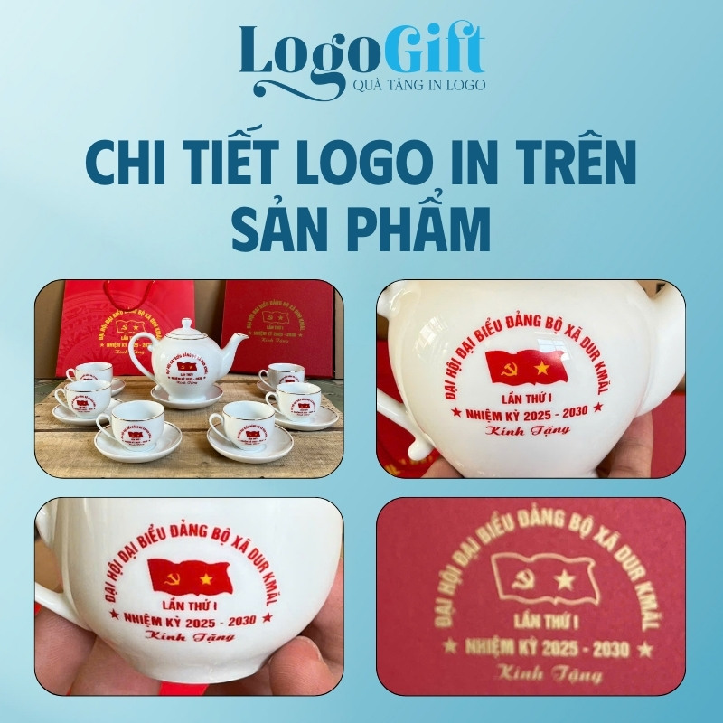In logo lên ấm chén quà tặng Đại hội thương hiệu Camellia 500ml LG-AC41