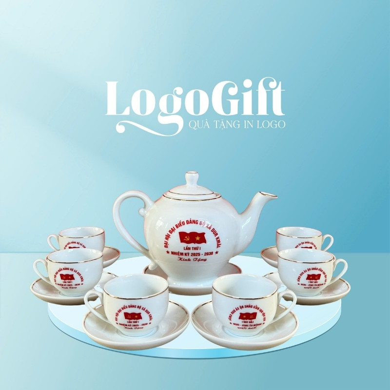 In logo lên ấm chén quà tặng Đại hội thương hiệu Camellia 500ml LG-AC41