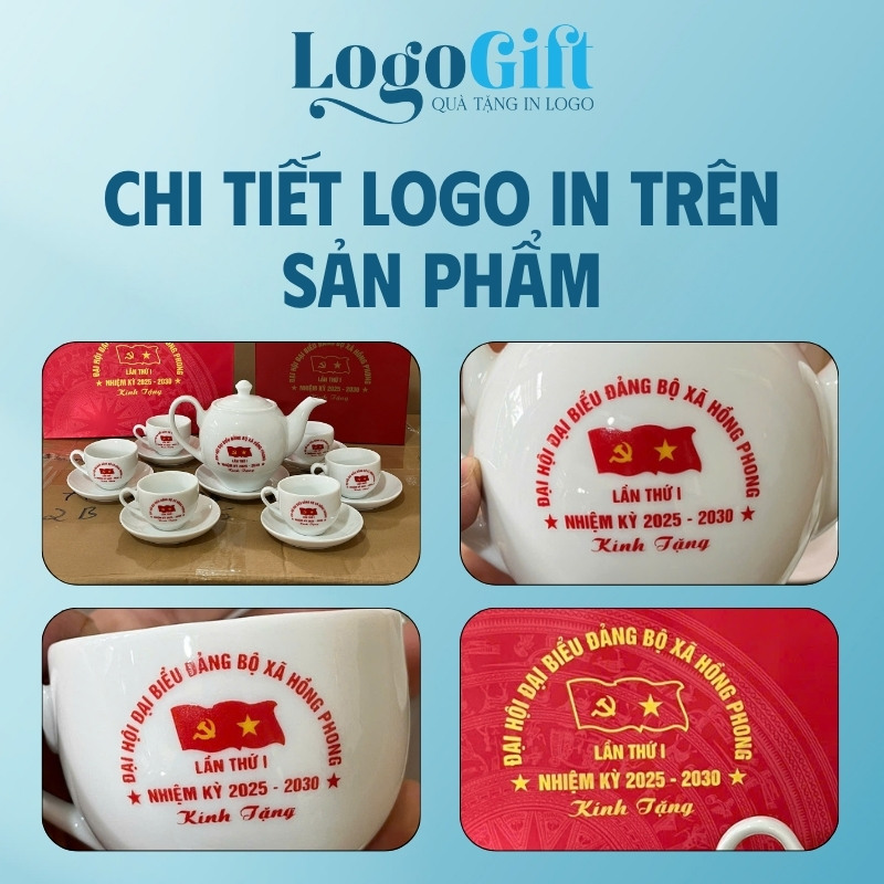 Bộ ấm chén in logo thương hiệu Minh Long 500ml quà tặng Đại hội LG-AC37