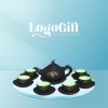 Bộ ấm chén quà tặng Đại hội in logo tử sa nắp sen 500ml LG-AC42