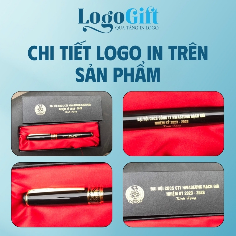 Bút ký quà tặng Đại hội in logo kim loại tổ ong 13cm LG-BK03