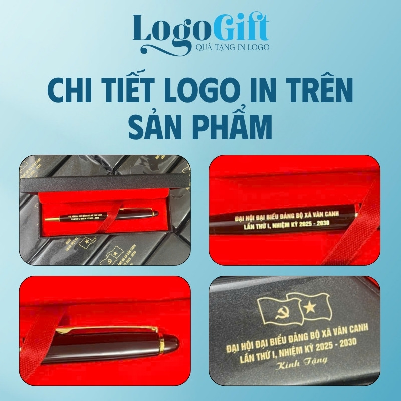 Quà tặng Đại hội bút ký in logo kim loại xoáy 13cm LG-BK04