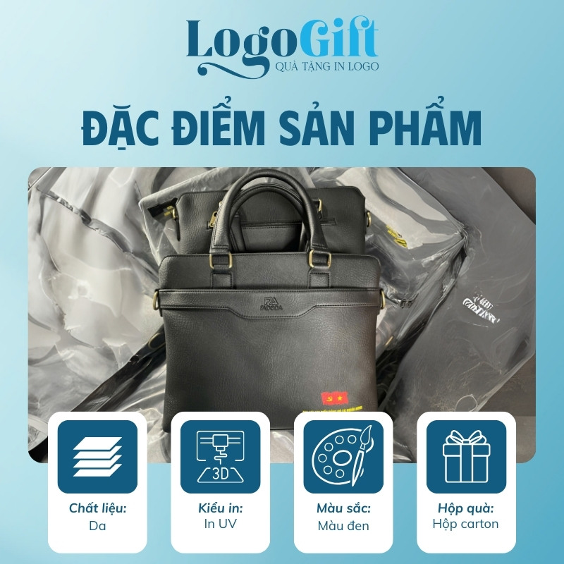 Cặp da quà tặng Đại Hội in logo thương hiệu FADODA LG-CD01