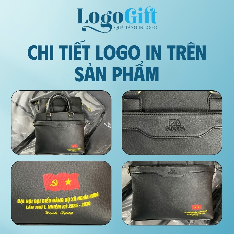 Cặp da quà tặng Đại Hội in logo thương hiệu FADODA LG-CD01
