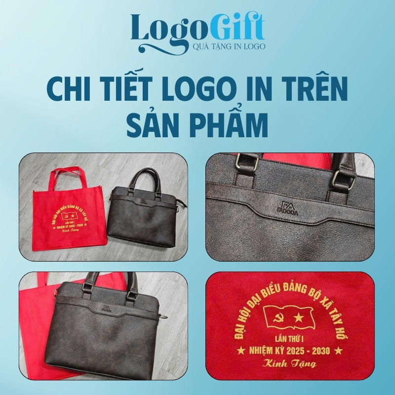 Cặp da quà tặng Đại Hội in logo thương hiệu FADODA LG-CD07