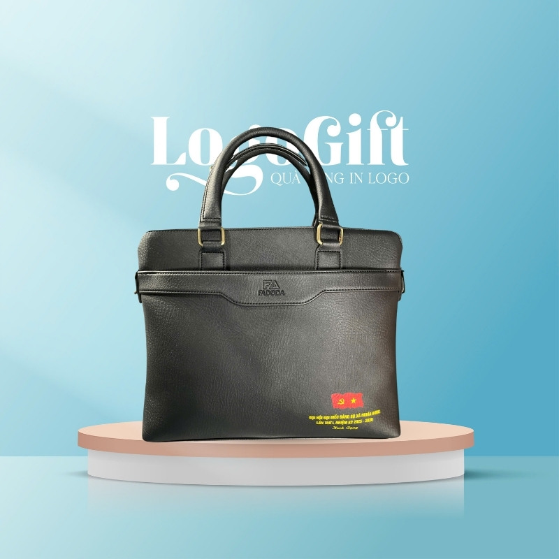Cặp da quà tặng Đại Hội in logo thương hiệu FADODA LG-CD01