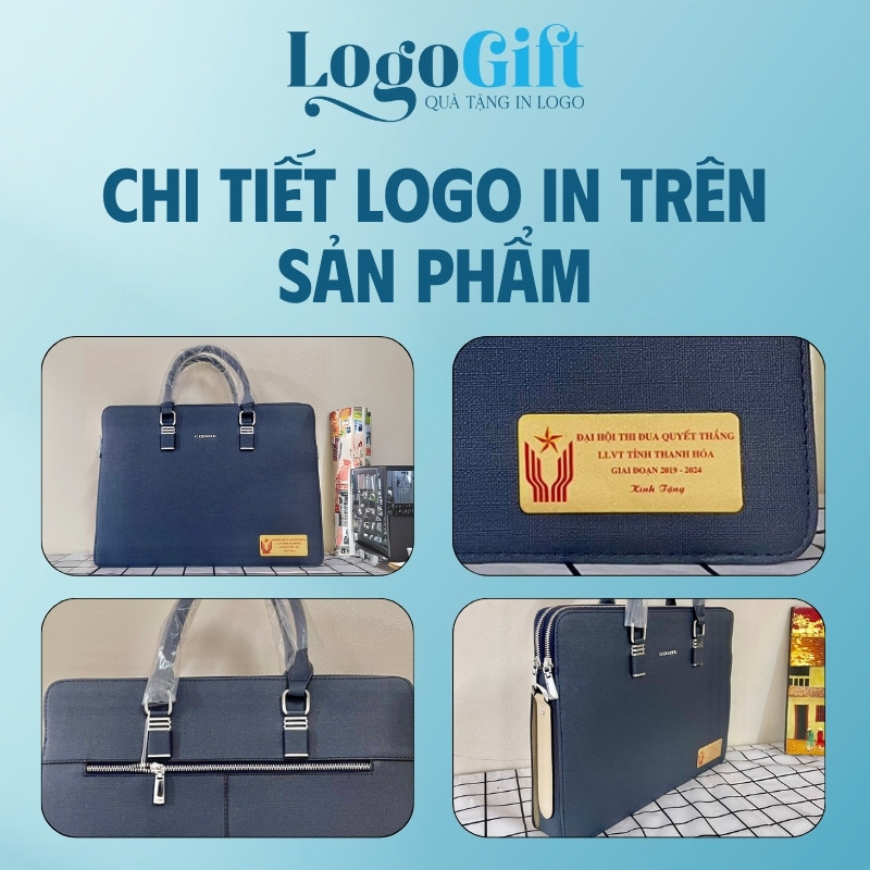 Quà tặng Đại Hội cặp da in logo thương hiệu KUQDAISHU LG-CD02