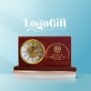 Đồng hồ để bàn in logo quà tặng Đại hội gỗ LG-ĐH23