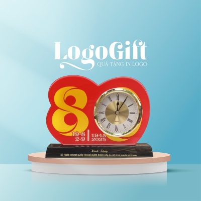 Quà tặng Đại hội in logo đồng hồ để bàn pha lê LG-ĐH13