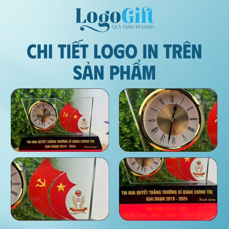 Quà tặng Đại hội in logo đồng hồ để bàn pha lê LG-ĐH11