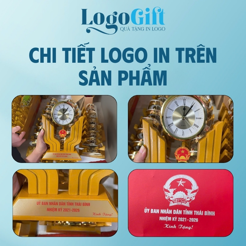 Quà tặng Đại hội in logo đồng hồ để bàn thương hiệu Kashi 16x21cm LG-ĐH19